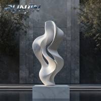 Sculpture d'art métallique abstraite blanche de grande taille en acier inoxydable soudé de qualité architecturale moderne pour projets hôteliers