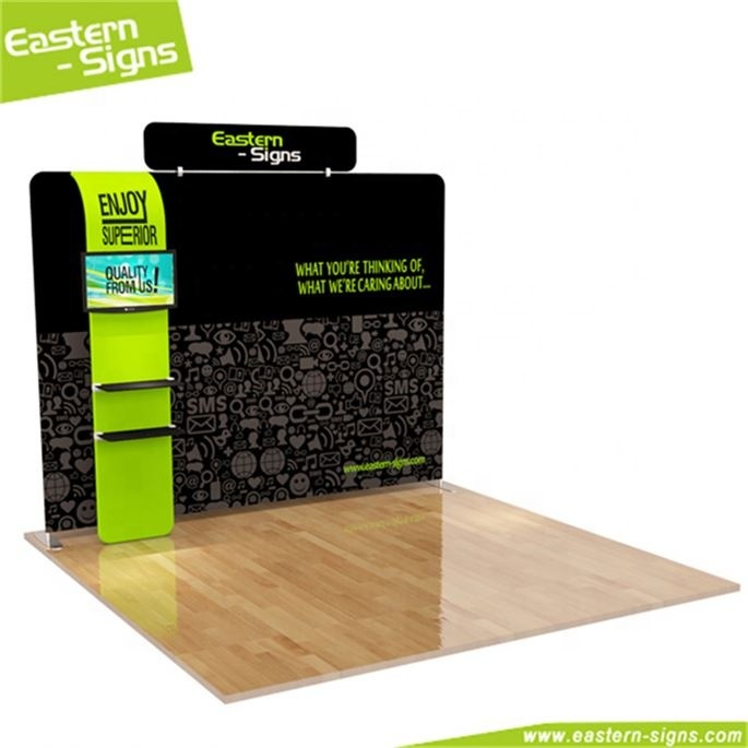Moderne en aluminium polyester affichage stand debout stand d'exposition modulaire de location
