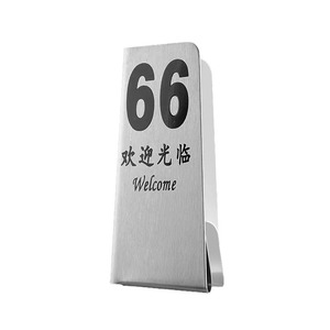 Stainless Steel <b>Table</b> Number Sign 66 Welcome <b>Card</b> Rectangle Minimalist Durable For Restaurant Hotel - Product Image 1