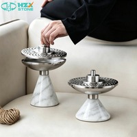 Brûleur d'encens en travertin de luxe HZX, encensoir en pierre sculpté à la main pour les cérémonies religieuses à domicile et la décoration d'automne