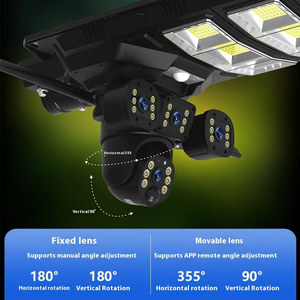 ไฟถนนพลังงานแสงอาทิตย์ 450W พร้อมกล้อง ไฟโซลาร์เซลล์เลนส์สามตัว พร้อมกล้องวงจรปิด 4G SIM WIFI สำหรับภายนอกอาคาร กันน้ำระดับ IP66 โคมไฟตรวจสอบพลังงานแสงอาทิตย์ - Product Image 4