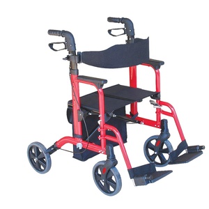 <span class=keywords><strong>Fauteuil</strong></span> <span class=keywords><strong>roulant</strong></span> de transport pliable et déambulateur 2 en 1 avec accoudoir et repose-pieds détachables TRA08 - Product Image 2