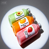 Bouteille en plastique PET jetable pour boissons énergisantes, thé au lait, crème glacée, desserts, emballage avec fermeture à anneau, sérigraphie