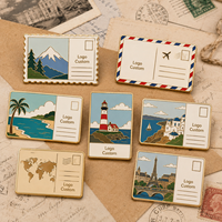 Pin de solapa metálico esmaltado de alta calidad, personalizado, estilo postal vintage, tipo tarjeta postal, insignia, recuerdo de viaje retro, artesanal, al por mayor