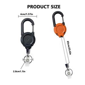 Stretchable Anti‑Loss Steel Wire Carabiner Keychain Heavy‑Duty Retractable Badge Reel with Work ID Card Name Badge Holder - Product Image 3