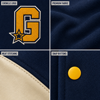 Veste de baseball universitaire en chenille avec manches en cuir PU, coupe-vent en polyester, fabriquée par un fabricant