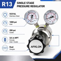 Régulateur haute pression SS316L R13 pour Hélium Propane, entrée 1000 psi, sortie réglable 200 psi, ports NPT 3/4'', certifié ISO