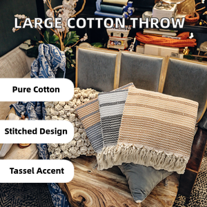 ผ้าห่มนวมปักลายสไตล์ตุรกี ขนาดใหญ่ 130*180 ซม. ผ้าฝ้าย 100% นุ่ม หนา ตกแต่งพู่ห้อย ขายส่งจากโรงงาน - Product Image 2