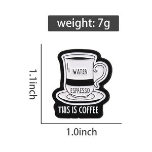 Ini adalah pin Enamel kopi kustom air dan Espresso cangkir bros kerah Lapel lencana hadiah perhiasan lucu untuk teman grosir - Product Image 6