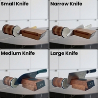 Aiguiseur de couteaux magnétique universel en bois avec base réglable, compatible avec TOUTES les lames, pierre à aiguiser remplaçable et base antidérapante