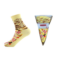 Nouveauté créative drôle personnalisé hommes et femmes coton tasse Happy Pizza chaussettes