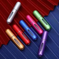 Flacon pulvérisateur de voyage en aluminium rechargeable par le bas, étanche, 5 ml 10 ml, atomiseur double embout, flacon de parfum à bille pour cosmétiques et fragrances