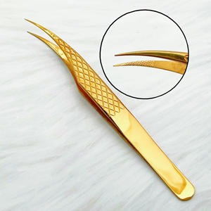 Pinzas para Pestañas de Acero Inoxidable con Punta de Fibra, Color Oro Rosa |   Herramienta de Precisión para Pestañas Gold Feather Dolphin Blooming - Duradera - Product Image 4