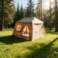 Tente de camping gonflable ultralégère pour 3-4 personnes, toutes saisons, imperméable, coupe-vent, protection UV, installation facile, randonnée en famille