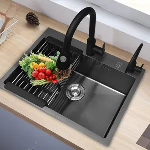 Factory Price bar balcony Kitchen Sinks High quality Black NANO Polished Stainless Steel farmhouse Square Sink