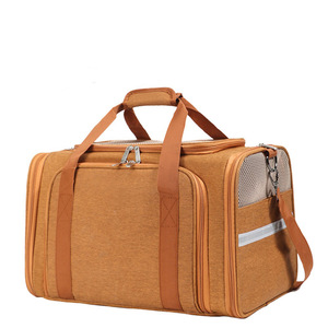 Sac de transport pour animaux de compagnie Baolujie en tissu Oxford marron gris, souple et extensible, pour chat et chien - Product Image 5