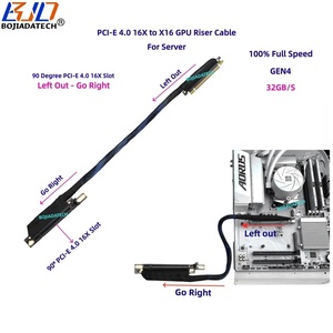90 derece açılı PCIE 16X PCI-E 4.0 X16 grafik kartı <span class=keywords><strong>GPU</strong></span> yükseltici uzatma kablosu örgülü örgü 0.4M 0.5M 0.6M 0.8M AI sunucu için - Product Image 2