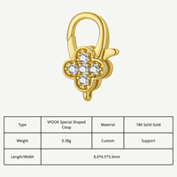 VFOOK Findings – Connecteur de collier DIY en zircon cubique de luxe de grade 5A en forme de fleur, fermoir de bijoux en or véritable 18 carats pour femme, vente en gros