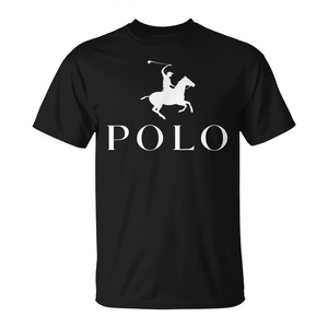 T-shirt d'équitation Polo en coton noir unisexe taille adulte S M L XL XXL - Product Image 2