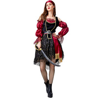 Costume de pirate des Caraïbes pour femme adulte, déguisement de carnaval d'Halloween, costume de chasseuse capitaine, tenue de cosplay, robe de fête fantaisie