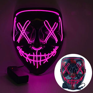 <span class=keywords><strong>Masque</strong></span> lumineux à LED en forme de fantôme pour Halloween <span class=keywords><strong>Masque</strong></span> clignotant en PVC sanglant en fil EL pour Cosplay et Rave Party - Product Image 2