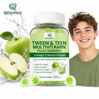 Qbioflex Offre Spéciale Gommes Multivitaminées Liquides pour Préadolescents et Adolescents avec Complexe Minéral Oméga 3 pour le Soutien du Cerveau, des Os et du Système Immunitaire