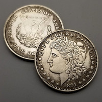 Pièce de monnaie Morgan en argent plaqué laiton de 45 mm, années 1881, 1878, 1898, 1921, objets de collection anciens, cadeaux