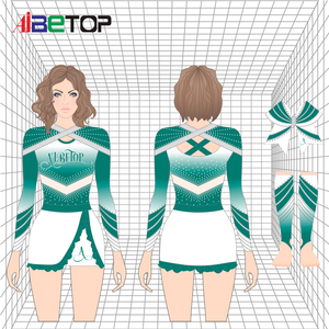 Uniformes de pom-pom girl modernes pour femmes Costume de pom-pom girl avec strass pour compétition - Product Image 1