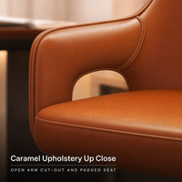 Fauteuil de loisirs design en cuir marron clair, pivotant et inclinable à 25 degrés, idéal pour le bureau, l'étude, la maison ou la réception – Vente directe usine