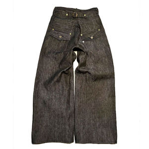 Jean surdimensionné personnalisé avec boucle arrière pour homme, style vintage japonais, en denim selvedge, coupe ample et décontractée, denim délavé, hiver - Product Image 2