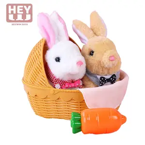 Heywin brinquedos eletrônicos para crianças, coelho de pelúcia, coelho realista, pelúcia com cesta para menina, melhor presente (933-1e)