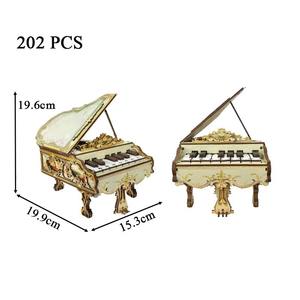हैमाइलैन डिय खेलने योग्य लकड़ी की पहेली वर्ग 50 मिनीचर किट क्लासिक संगीत बॉक्स उपहार घर सजावट शिल्प कार्यात्मक पियानो - Product Image 6
