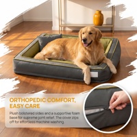 Lit pour chien en daim luxueux entièrement amovible et lavable avec rembourrage en polyester pour Golden Retriever et Border Collie, utilisable toute l'année