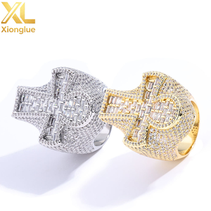 18K Gold Plated Copper Hip-hop Zircon <b>Cross</b> <b>Ring</b> for Unisex High-end Retro Style - Product Image 3
