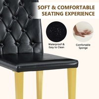 4er-Set Moderne Luxus-Esszimmerstühle aus Schwarzem PU-Leder mit Goldenen Metallbeinen Ergonomische Gepolsterte Rückenlehne für Hotel und Bankett