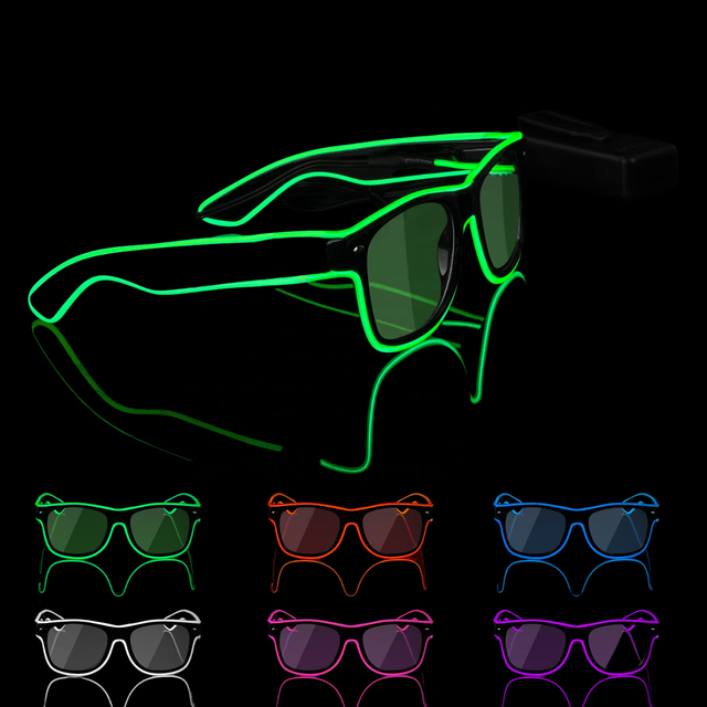 Fast Delivery Glow Dark 50Pcs LED Square Glasses110cm PC Material Flashing Graduation Party Holiday Wedding Decoration Supplies