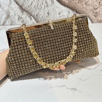 Hochwertige Strass-Verzierte Funkelnde Quadratische Bankett-Tasche Luxuriöse Gesellschaftstasche Vielseitige Umhängetasche mit Kette