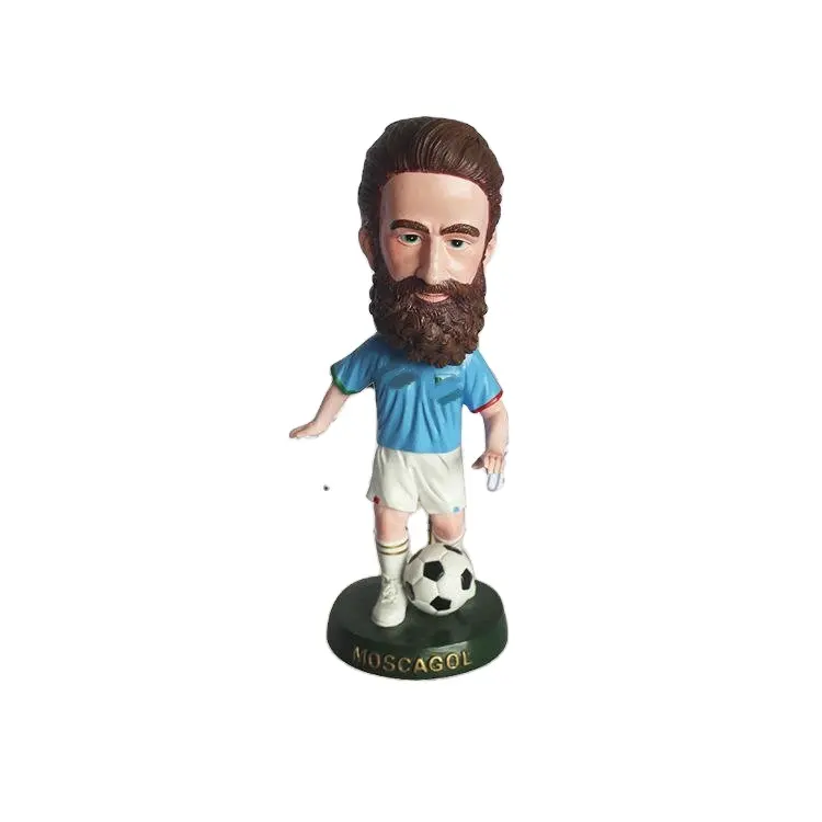 مصنع المورد الراتنج الحرف Bobbleheads لاعبي كرة القدم الأبيض لاعب كرة القدم التماثيل