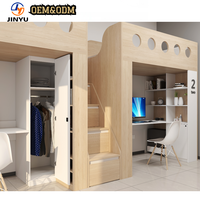 Mobilier pour dortoir scolaire Loft Hostel Lits superposés avec bureau en bois avec table d'étude Armoire et escalier de rangement
