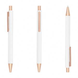 Stylo bille publicitaire blanc mat à bas prix, personnalisable, pour entreprise, en métal, fournisseur d'usine - Product Image 3