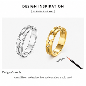 แหวนสแตนเลสสตีลสีทองประดับเพชรซิร์คอน ชุบทอง 14K แบบสุญญากาศ ลายหัวใจแกะสลัก วงแหวนแบบติดแน่น - Product Image 3