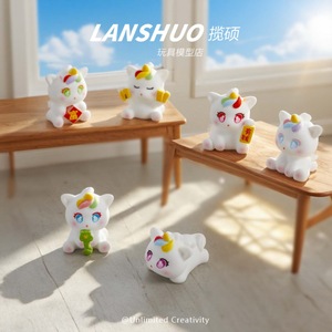 Lanshuo Porte-clés miniature poney porte-bonheur 3D en résine plastique, ornement de bureau, accessoire DIY - Product Image 1