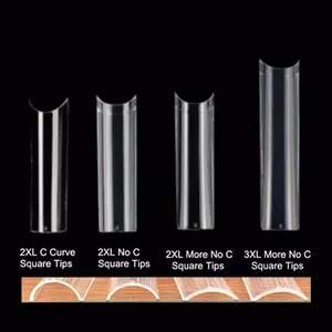 Nail Factory 500pcs ABS Clear Natural Coffin Stiletto Almond Round False Nail Tips Square French Soft Gel-X Nail Tips