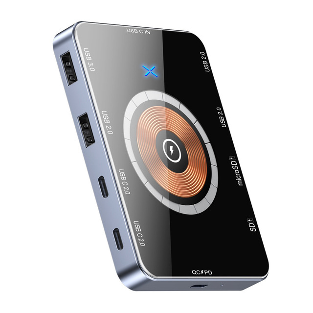 Type-C Docking Station 15W Wireless Fast Charging Hub3.0 Ten-In-One Double-Head Mobile Phone Computer USB Aluminium Alloy Stock
