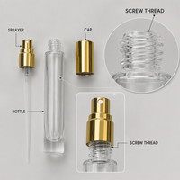 Flacon de parfum vide en verre rechargeable de 10 ml et 15 ml, carré et cylindrique, avec logo personnalisé et pulvérisateur à pompe, prix de gros