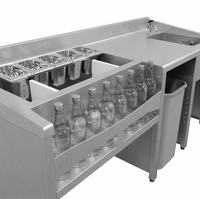 Stasiun Koktail All-in-One dengan Icewell 80L, Pembersih Gelas, Set Bumbu, Unit Bar dari Baja Tahan Karat 304L Food-Grade