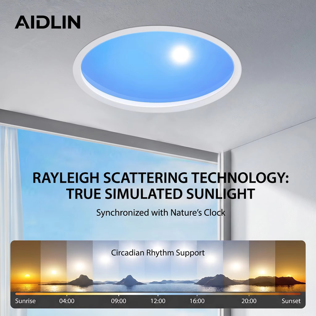 AIDLIN 5.3cm Slim Blue Sky Skylight Rayleigh Scattering Simulated Sunlight Smart Circadian Rhythm Lamp for Windowless Office