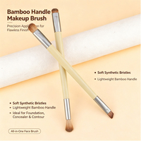 Pinceau à paupières de haute qualité à double tête avec manche en bambou, outil de maquillage multifonctionnel