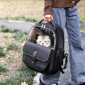 Pink Breathable Nylon Cat <b>Backpack</b> <b>Large</b> Capacity Foldable Portable Pet Bag For Outings - Product Image 2
