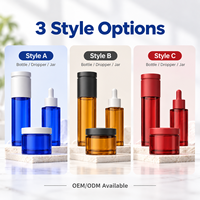 Set Botol Kosmetik Kaca untuk Kemasan Perawatan Kulit 120ml 100ml 30ml Botol Pipet 50g Stoples Krim Logo Kustom OEM ODM